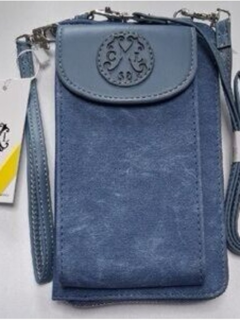 Christian Lacroix Blue Suede Crossbody Phone Bag